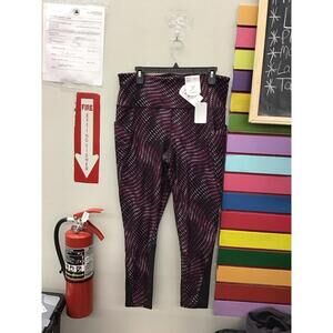 Xersion women’s ankle leggings XL tall high rise fitted black pink new target